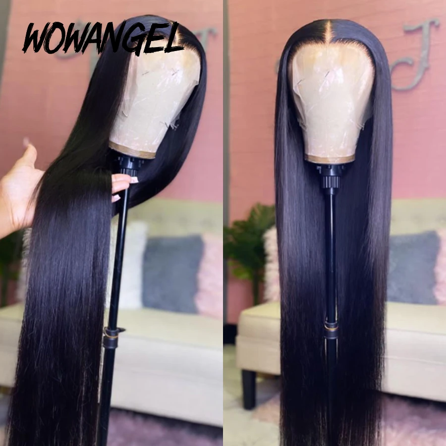 Wow Angel HD Lace Front Wigs 34inch Straight Melt Skins 13x6 HD Lace Front Human Hair Wigs Virgin Hair Pre Plucked Glueless