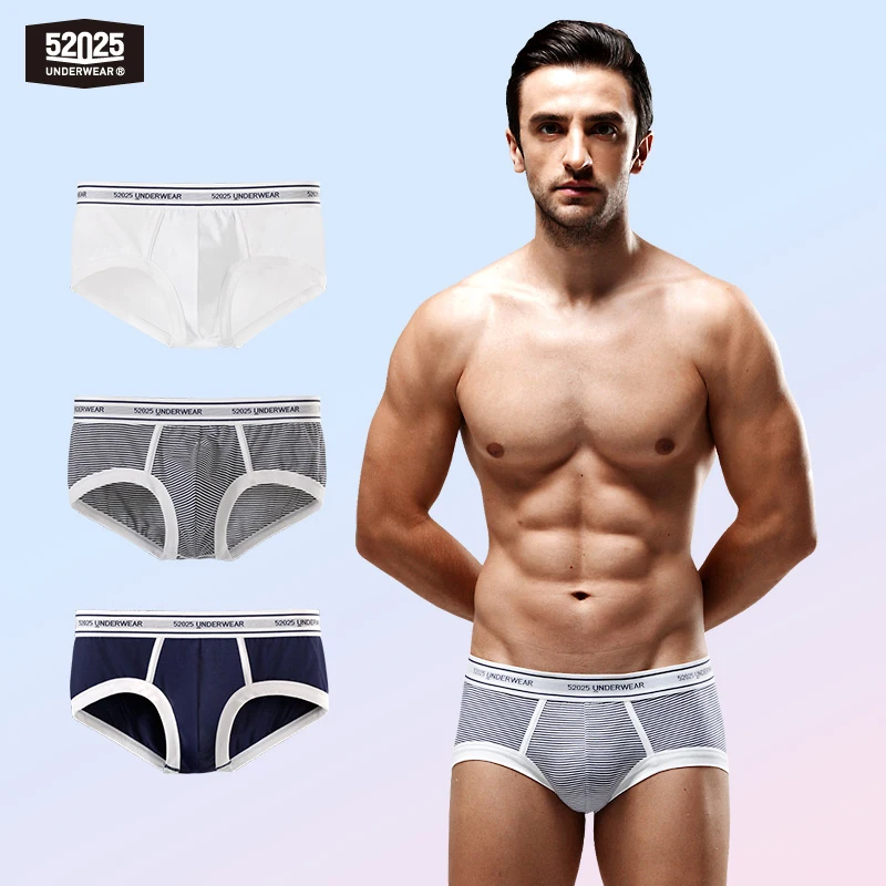 52025 Men Anti-slip Briefs 3-Pack Cotton Modal Sexy Men Underwear Breathable Comfortable Close-fit Briefs Eco-friendly Underwear