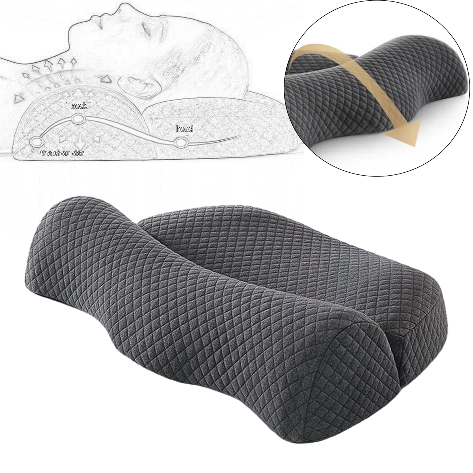 

Sleeping Pillow Memory Foam Pillow Sleeping Contoured Support Pillow Ergonomic for Home Back Stomach or Sleeper Mom Dad Gifts