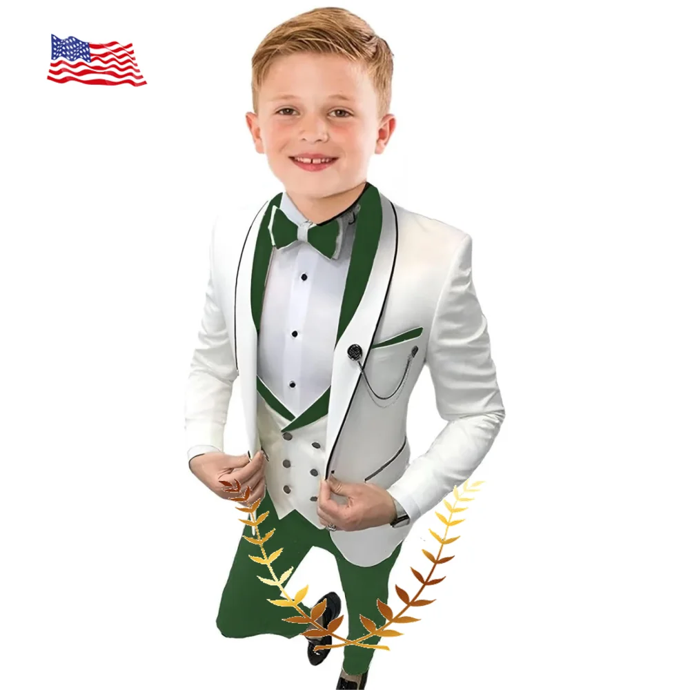 

Stylish Boy's Suit 3 Pieces Set Jacket Vest Pants Kids Outfit For Wedding Dinner Party Boys Suits Clothes