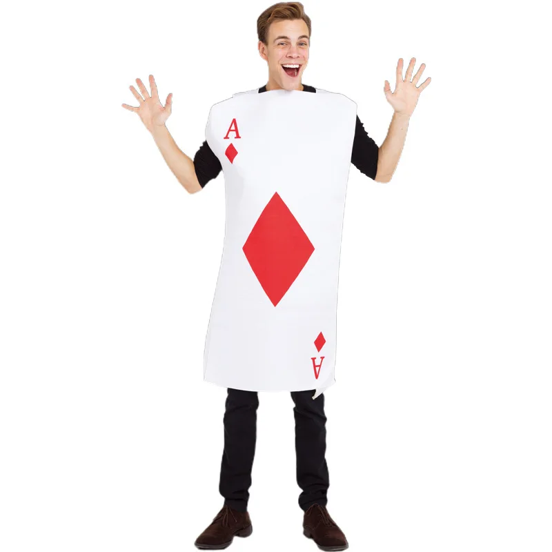 P-jmen śmieszny kostium pik karty do gry plac Poker Cosplay kostiumy dla dorosłych mężczyzn kobiety kombinezon kostium na Halloween