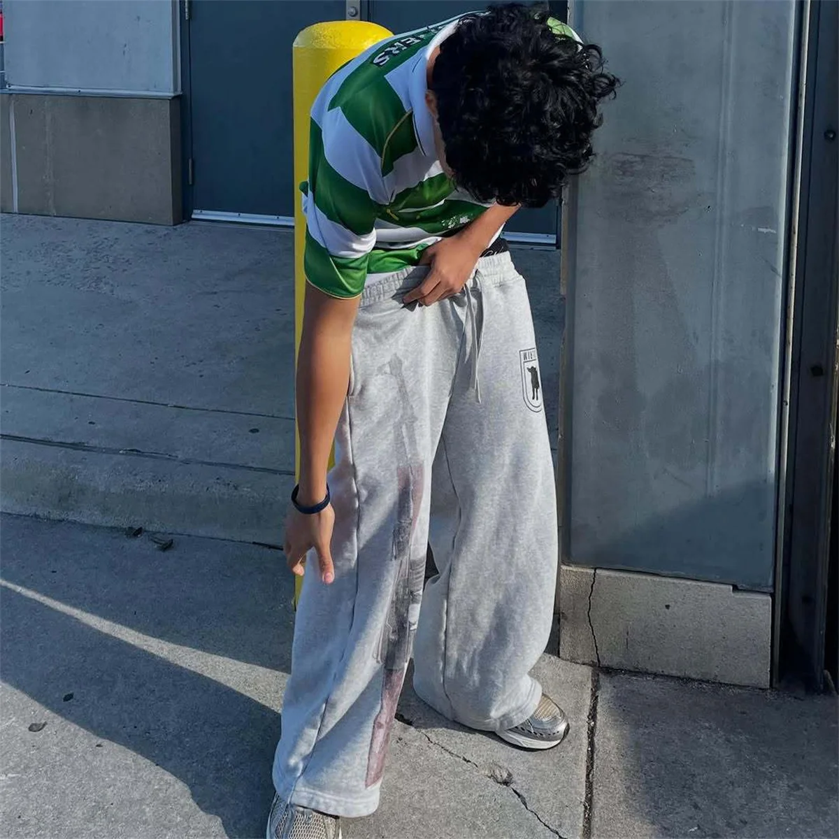 Y2K Pantaloni da guardia da strada ricamati stampati a vita alta Primavera Autunno Pantaloni sportivi alla moda con design a doppia vita a gamba dritta casual