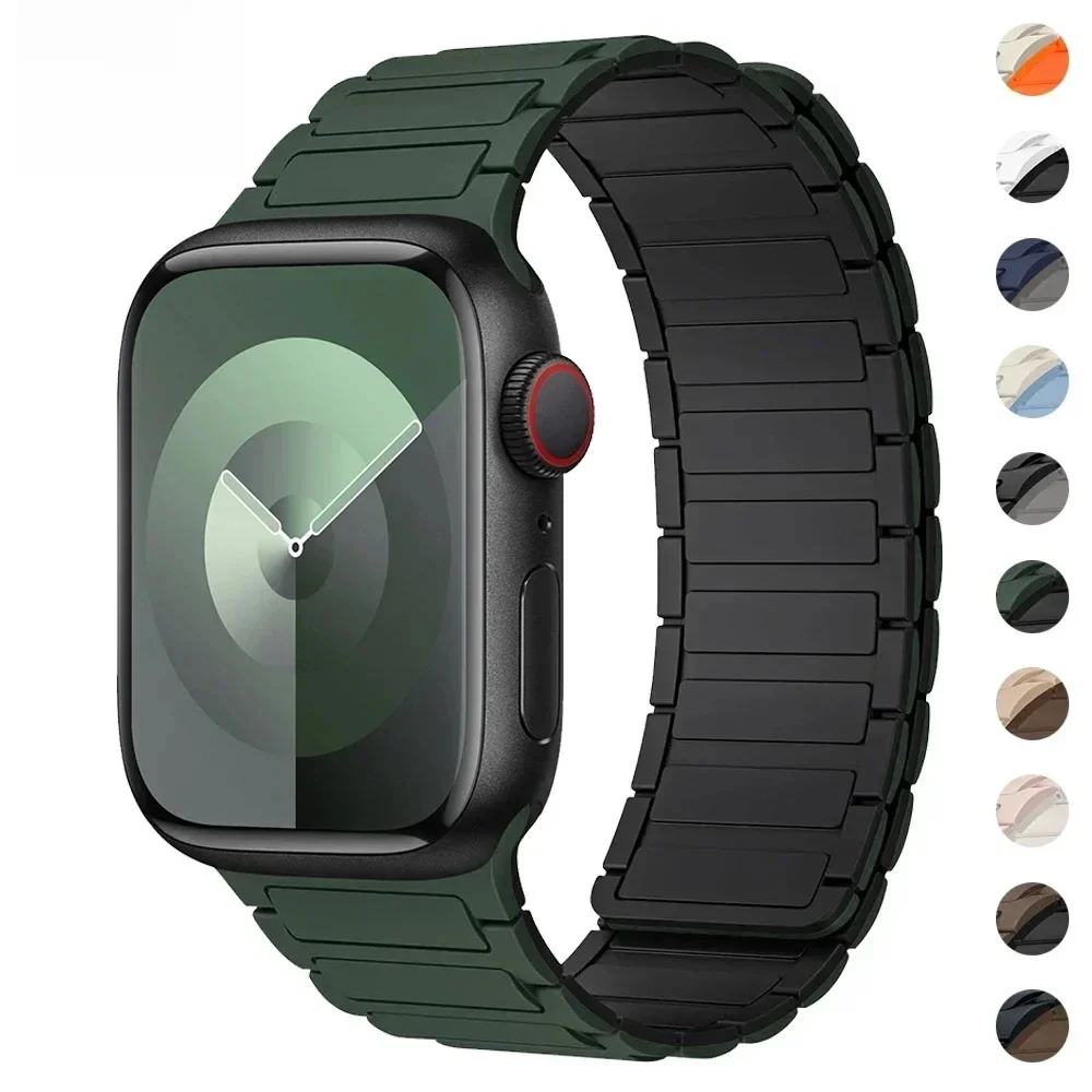 Pętla magnetyczna do pasków Apple Watch 44 mm 40 mm 49 mm 45 mm 41 mm 38 mm Silikonowa bransoletka iWatch Series 9 8 7 6 5 4 3 Se ultra 2 pasek — zdjęcie 2