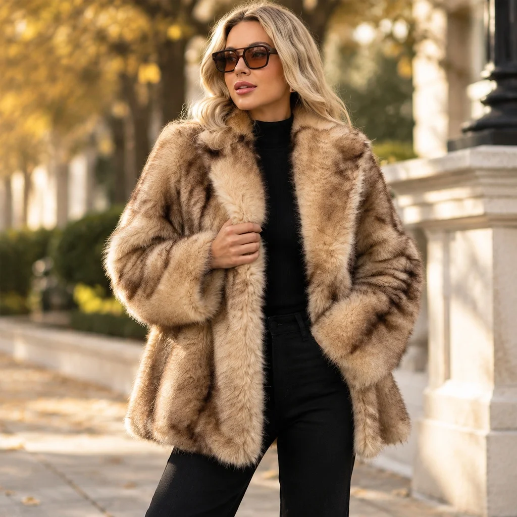 Long Sleeve Hat Autumn Mid Length Elegant Grace with Forest Style Pocket Medium Length Notched Collar No Hood Women Coat