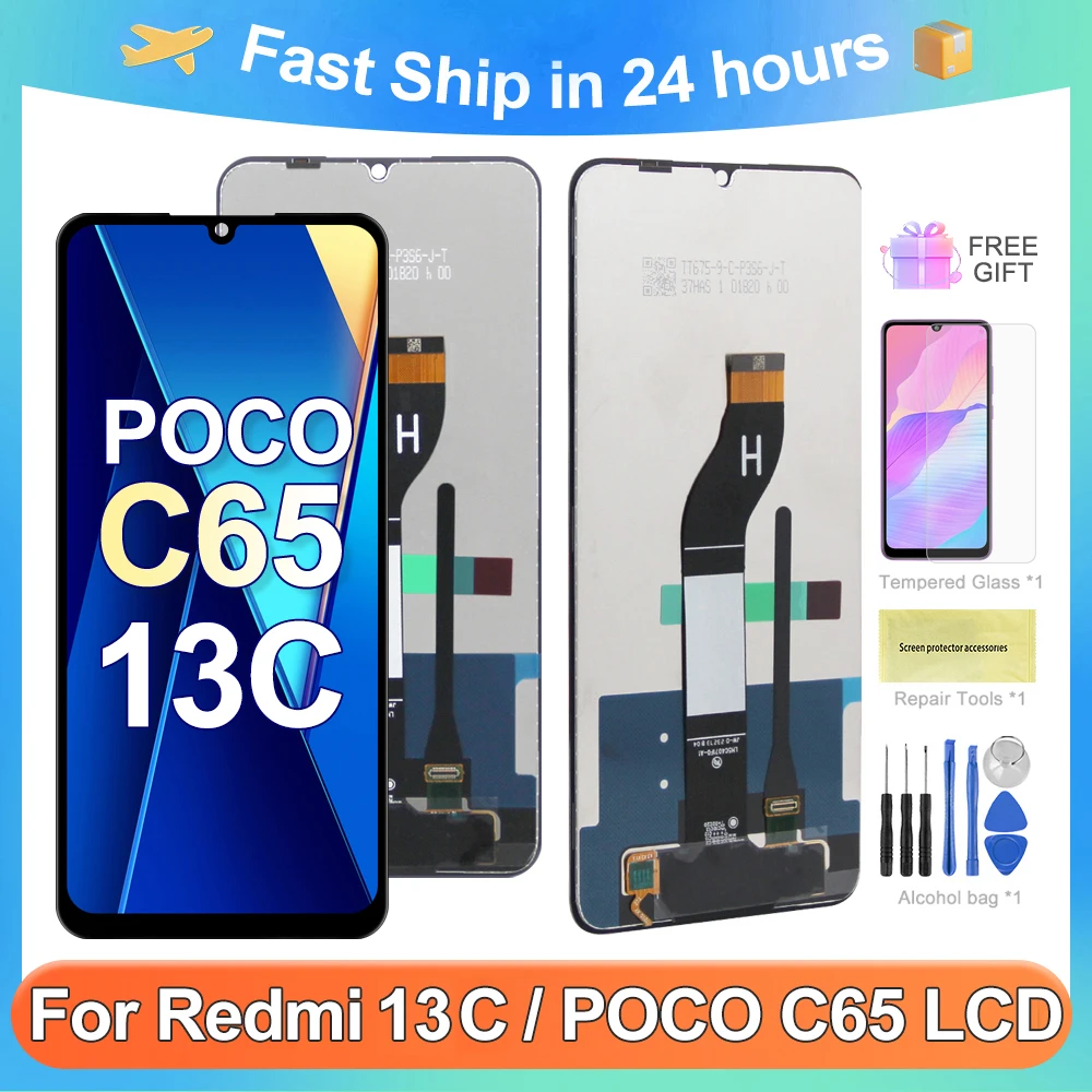 For Xiaomi Poco C65 6.74\'\'For  Xiaomi Redmi 13C 23100RN82L LCD Display Touch Screen Digitizer Assembly Replacement