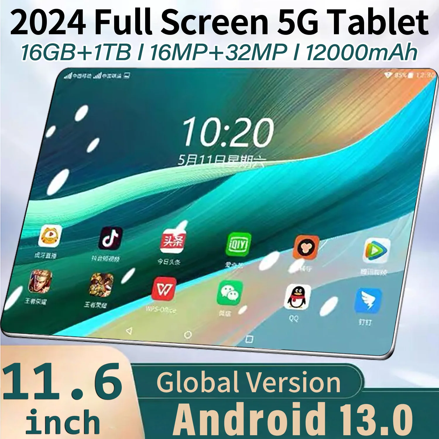 2024 Android 13.0 Global version 16GB 1TB New Tablet Android 11.6 inch Network Tablet MTK6797 Wifi 12000 mAh 10 Core