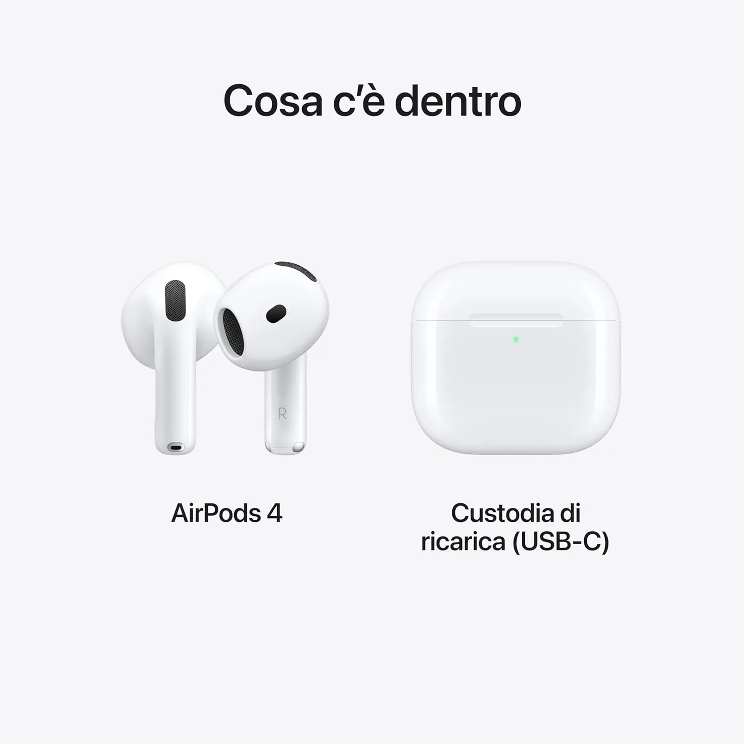سماعات أذن Apple AirPods 4 اللاسلكية، سماعات بلوتوث، صوت مخصص للمساحة، مقاومة للعرق والماء، مخصص شحن USB-C، شريحة H2، ما يصل إلى 24 ساعة من الحكم الذاتي