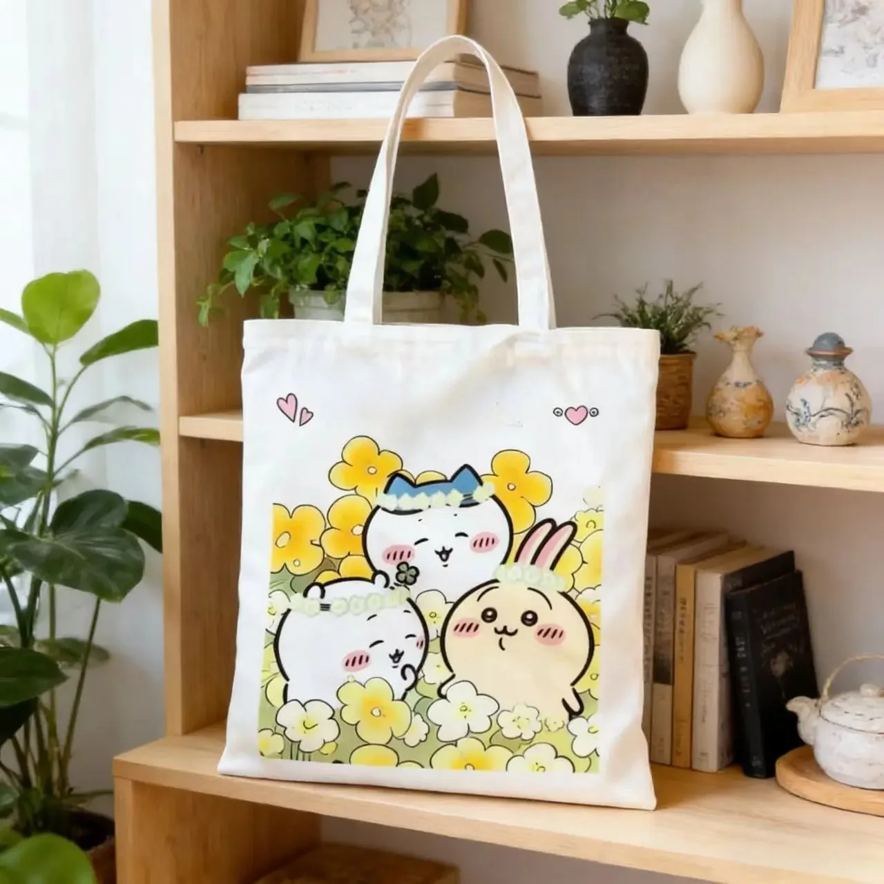 

jiyi Cartoon Canvas Bag Canvas Bag Large Capacity Shoulder Bag Shopping Bag Women's Bag Handbag