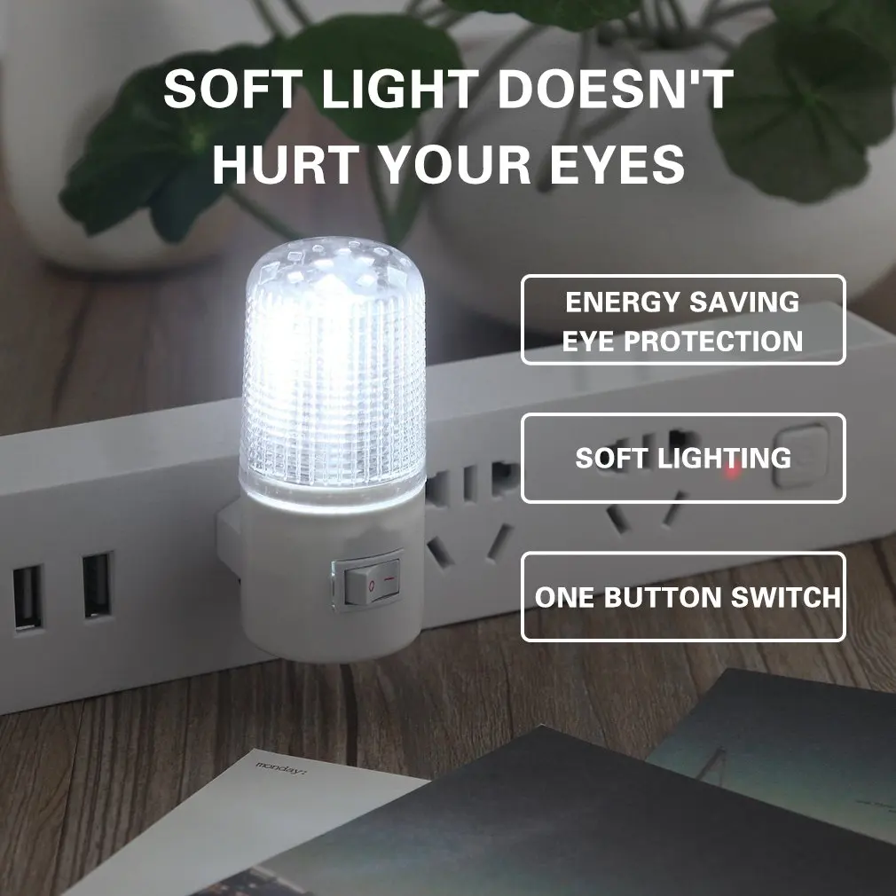 3w 4 led quarto luz da noite lâmpada eua plug ac parede de montagem poupança energia mini lâmpada cabeceira parede soquete proteção para os olhos lâmpada