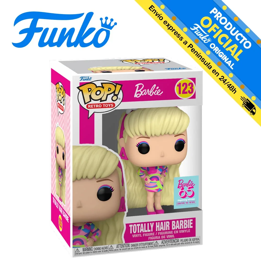 Funko Pop! Barbie - Totally Hair, 67454, Nº123, doll, blonde, toy, figure, original, toys, children, girls, gifts, collector, dolls, shop, box, new, woman, girl, boy, official license