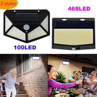 100/468 LED Solar Charging Lighting Integrated Lamp For Outdoor Courtyard And Yard Human Body Sensing Waterproof Wall Lamp