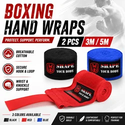 2PCS Boxing Hand Wraps 3M 5M Breathable Cotton Wrist Support Bandage for Muay Thai MMA Kickboxing Training Men Women Gear Boxing