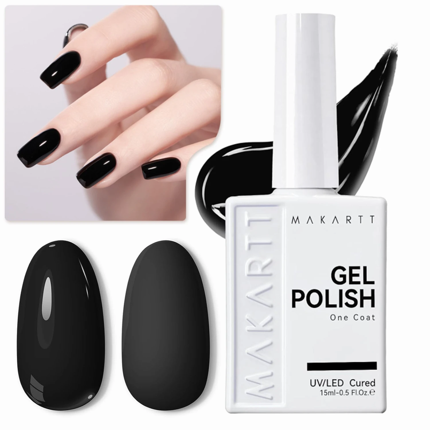 Ultra Pigmented Gel Nail Polish 15ml Makartt - One-Coat Coverage, Soak Off High-Gloss Ceramic Shine, Salon-Grade UV Nail Art DIY