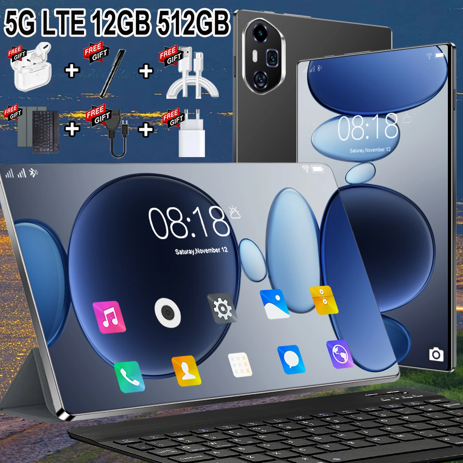 Tableta estable y práctica 2026, pantalla de 10,36 pulgadas, sistema Android 13 actualizado, potente procesador multicore, 12 GB de RAM