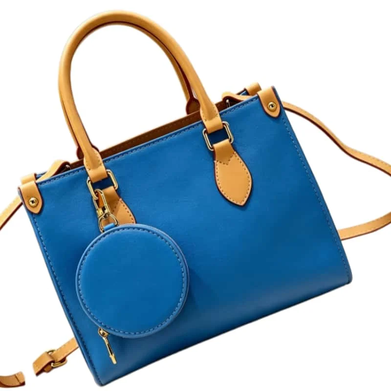 69-Soft grained cow leather small tote handbag with double handle design everyday shoulder bag for work   25x 11 x 19cm