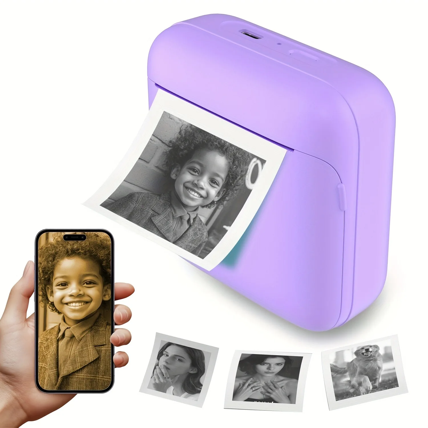 Portable Mini Thermal Printer - Instant Print, USB Charging, Compatible with IOS/Android, for Photos, Labels, Notes & More