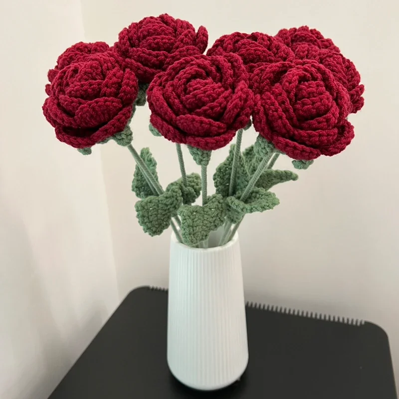 Flor elegante moderna da simulação para a decoração home, malha rosa, único buquê, flor artificial