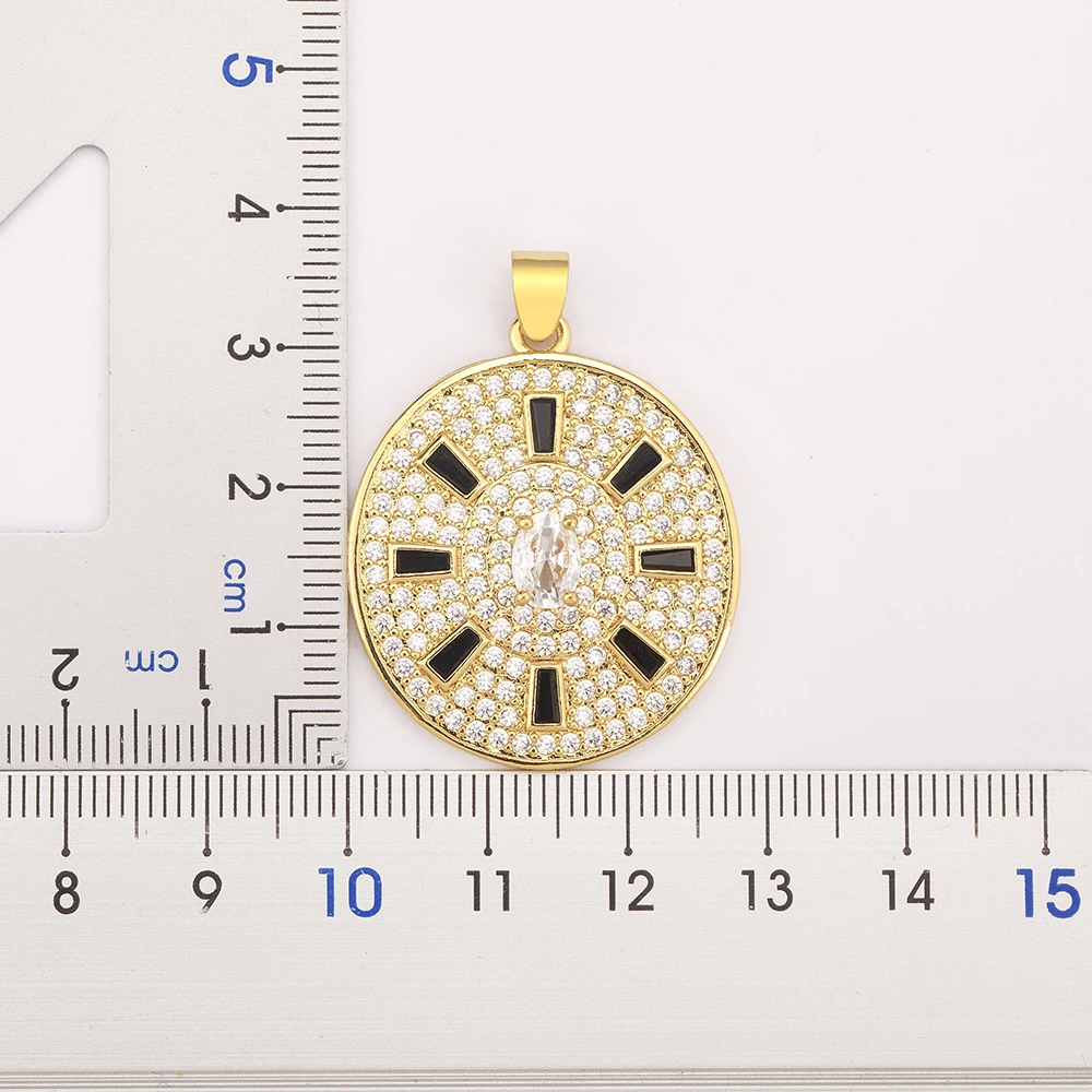 Nidin Classic Sun Shaped Circular Fashion Chain Charm Shiny Zircon Pendant Necklace For Women Jewelry Party Friend Fine Gift
