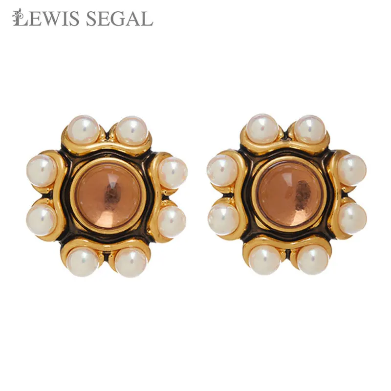 

LEWIS SEGAL Stud Earrings Silver 925 Earrings Pin Women Double Inlay Process Europle Vintage Style Aretes Piercing Body Jewelry