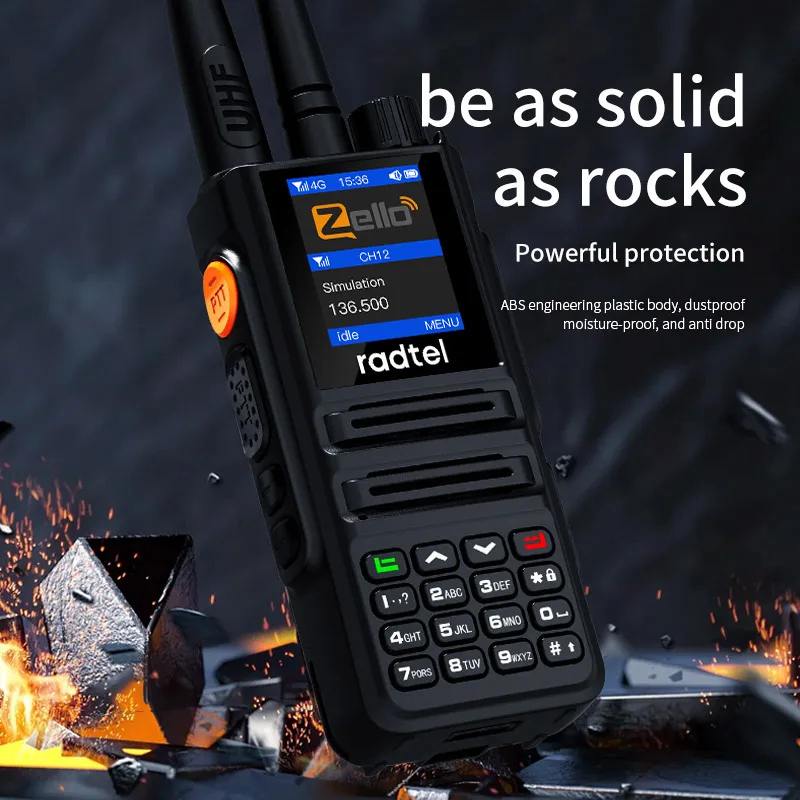 Radtel P80 POC + UHF جهاز اتصال لاسلكي مزدوج الوضع 5 وات تناظري + شبكة راديو عام أندرويد Zello 4G عالمي على مستوى البلاد PTT 5000 ميل