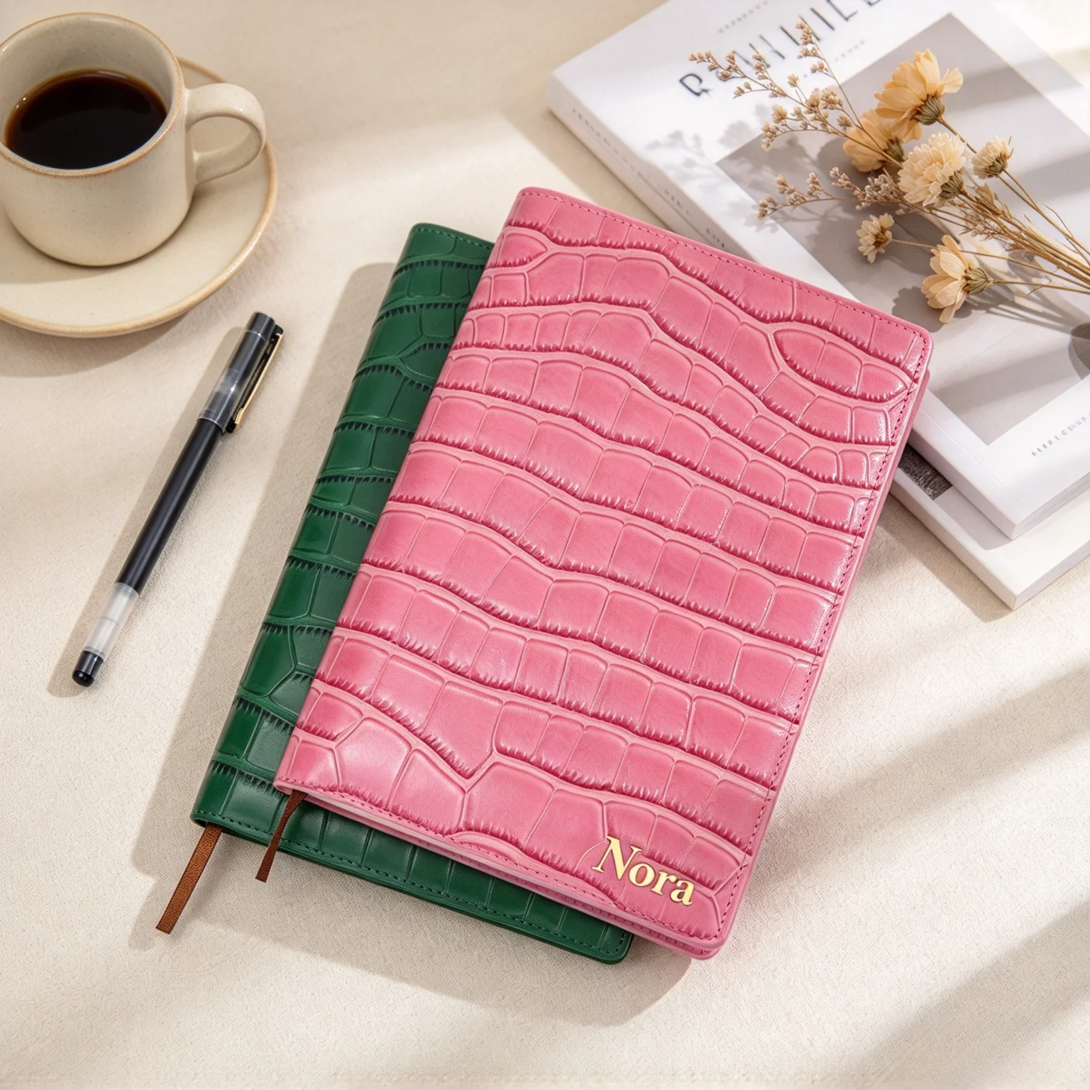 Custom Personalized Letters PU Leather A5 Notebook Cover Gift Men Women Travel Business Journal with Refillable Insert Pages