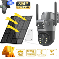 4K 8MP WIFI PTZ Solar Camera Dual Lens Dual Screens Camera PIR Human Tracking Outdoor WIFI Security CCTV Surveillance IP Camera