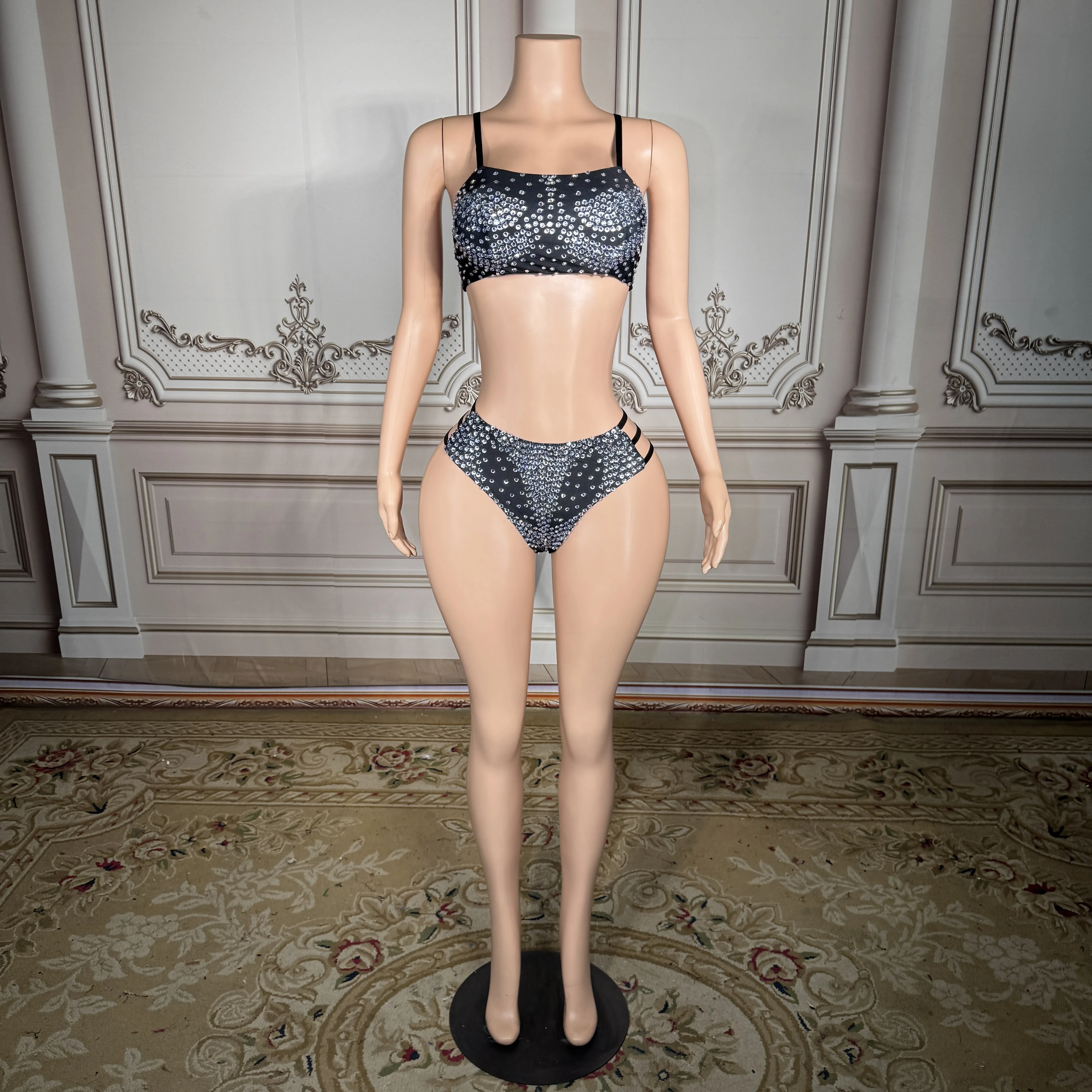 

Элегантное блестящее бикини ZD с кристаллами для ночного клуба, женское сексуальное бикини с ремешками, летняя одежда для бассейна