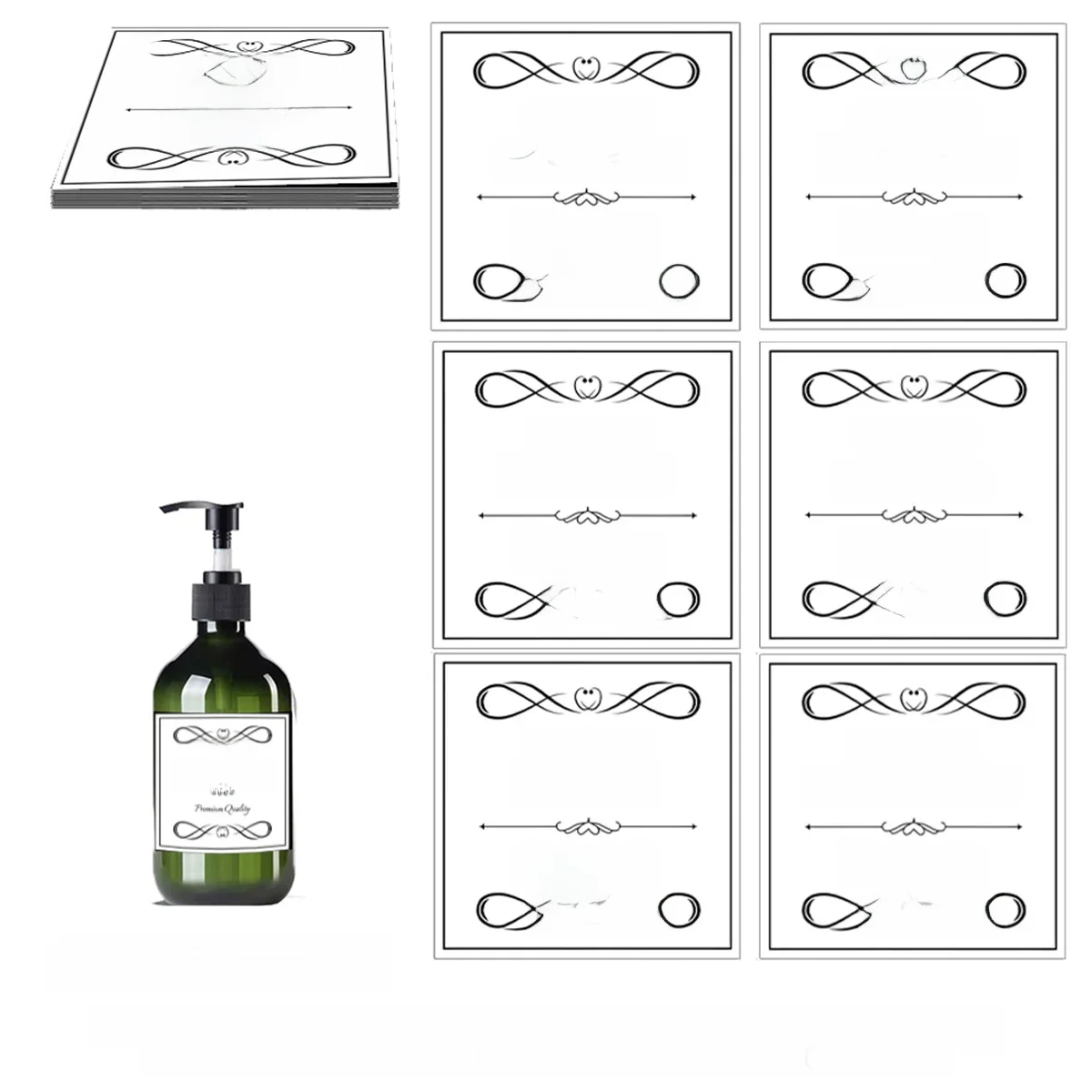 Regina-Étiquette de rangement pour bouteilles de shampoing et conditionneur, distributeur imperméable, autocollant, blanc, noir, attro, HOJar, douche, 6/12 pièces