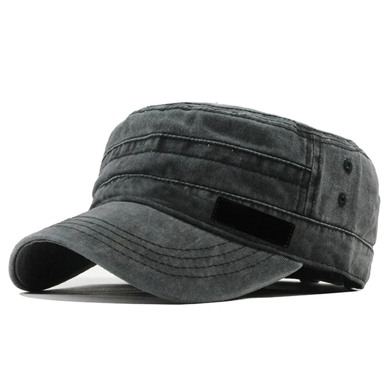 Lente Zomer En Herfst Mens Nieuwe Wasbare Katoen Platte Top Zon Bewijs Militaire Cap - afbeelding 2