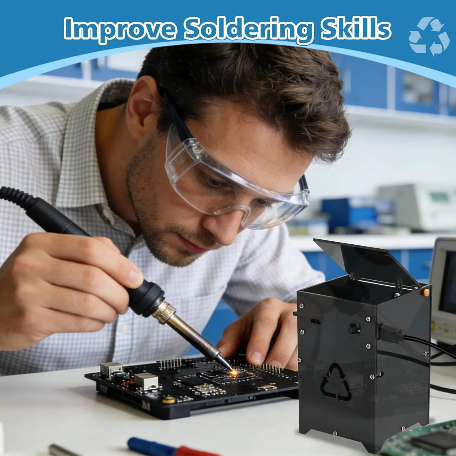 Infrared Intelligent Garbage Bin Simulator Soldering Project DIY Trash Can Electronics Kit STEM Project for High School College