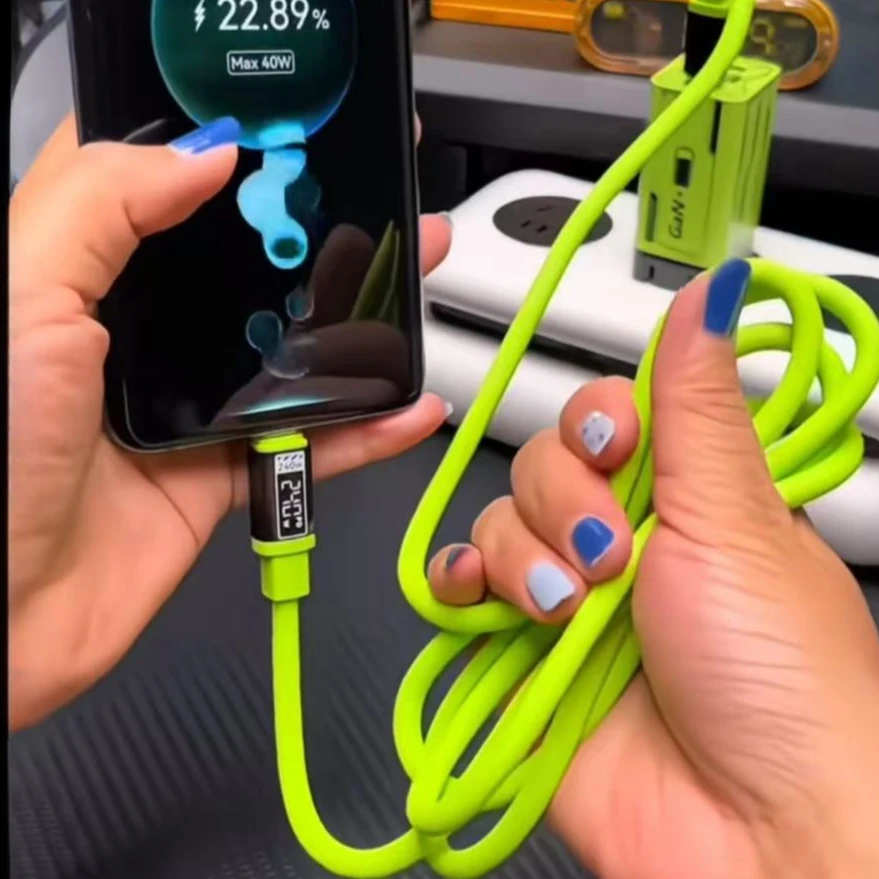 Cable USB C a C de Alta Velocidad de 2240W con Pantalla Digital Inteligente, Cable de Transferencia de Datos para iPhone 17/16 Pro, Laptops y Tablets