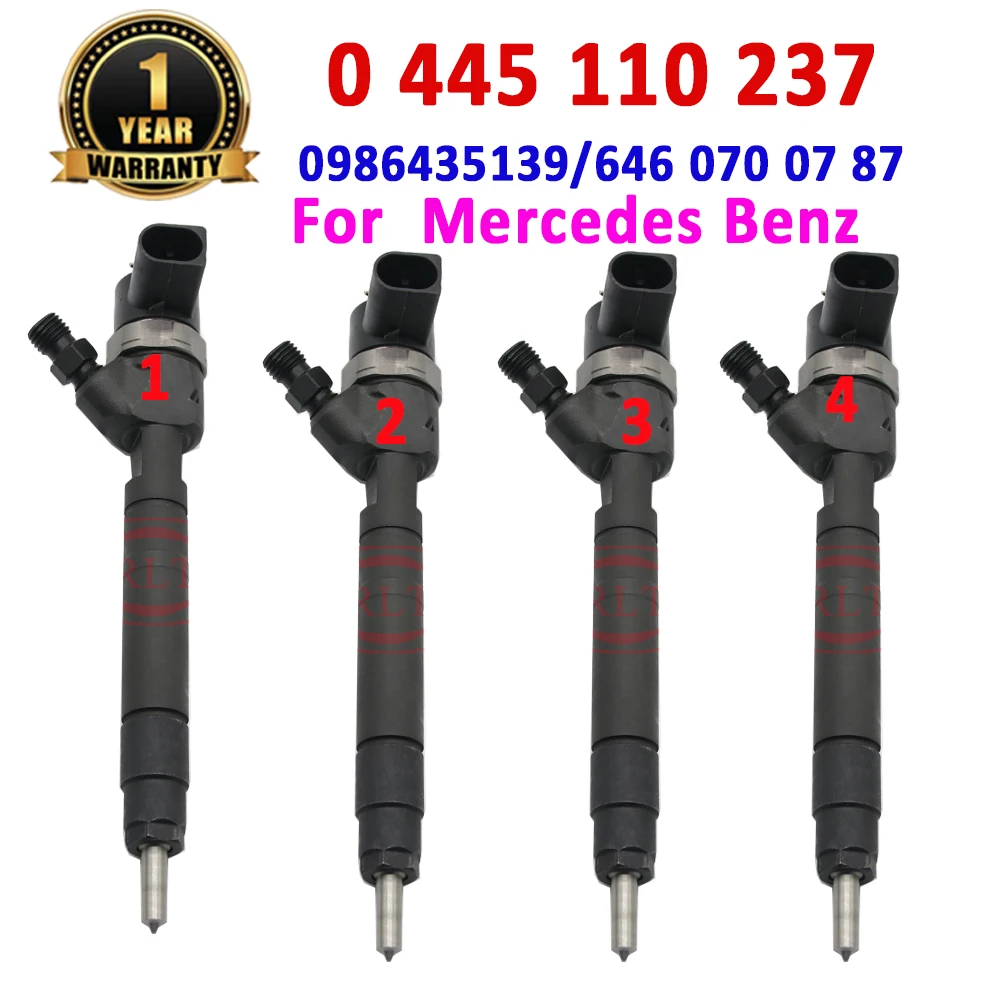 ORLTL 4 PCS NEW 0 445 110 237 Common Rail Nozzle 0445110237 Diesel Injector 0986435139 For Bosch 646 070 07 87 Fuel 6460700787