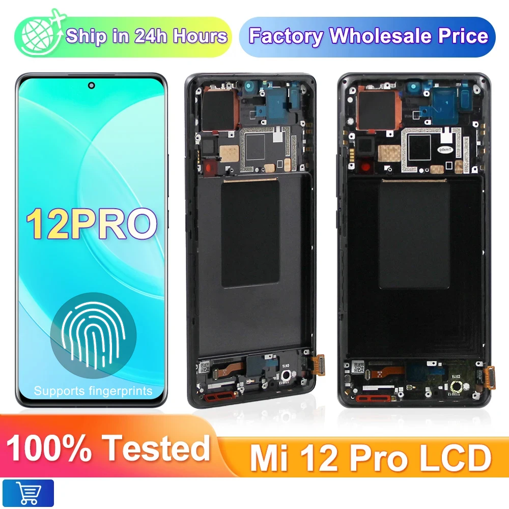 

6.73" AMOLED LCD For Xiaomi Mi 12 Pro LCD Display Touch Screen Digitizer For Xiaomi Mi 12S Pro 2201122C 2201122G Display +Frame