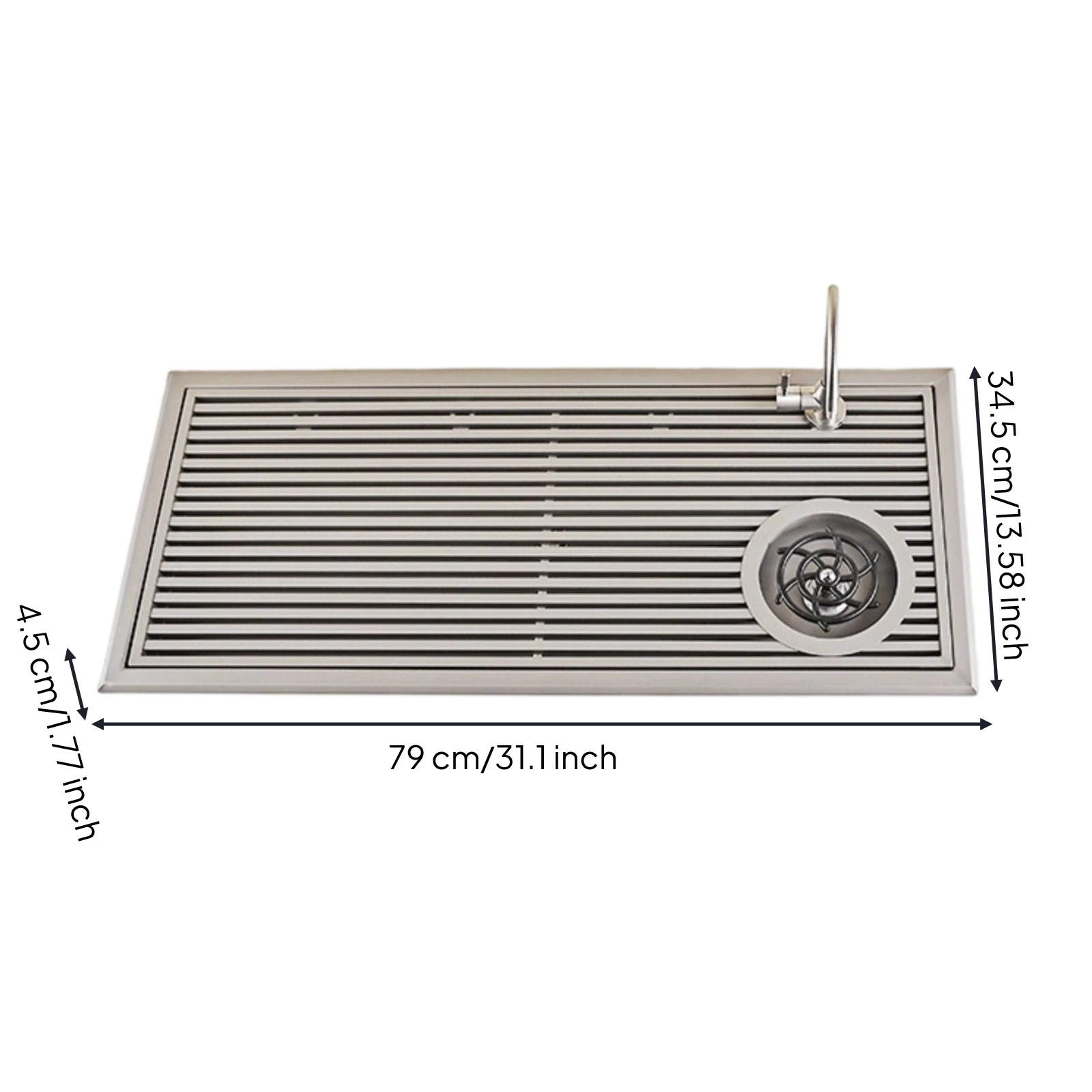 Modern Inset Tea Tray With Drain Brushed Finish Beverage Tray For Coffee Pour-Over Station Commercial Bar Counter Home Cup Washe view 6