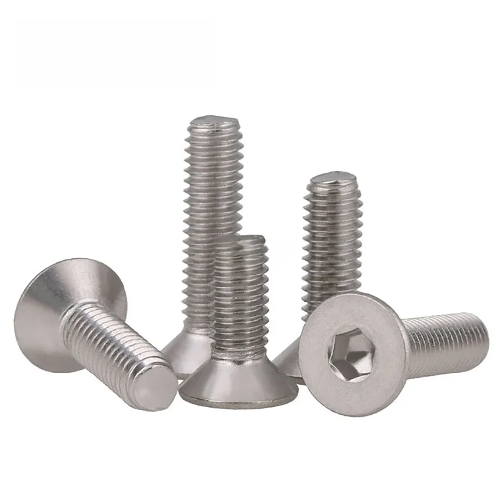 Vis à tête plate Allen M2 M3 M4 M5 M6 M8 M10 M12 M16 304 en acier inoxydable DIN7991, 10 pièces/lot