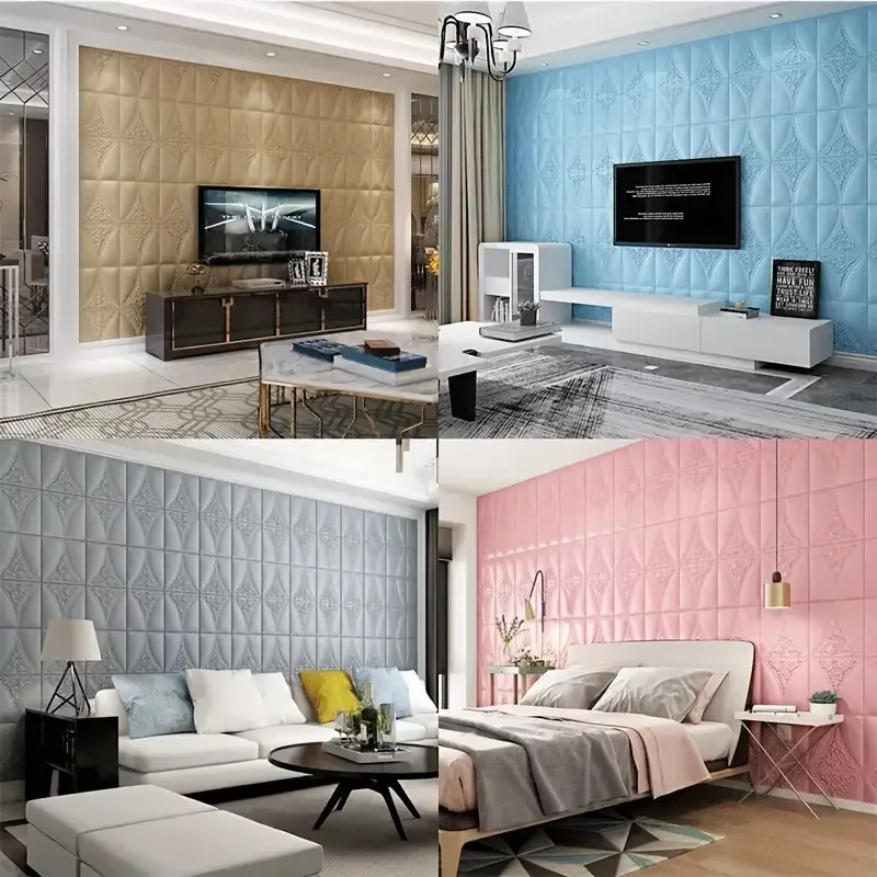 35*35cm Creative Self-adhesive Panels TV Background Wall Stickers Living Room Wallpaper Grid Soft Bag 3D Home Decoration