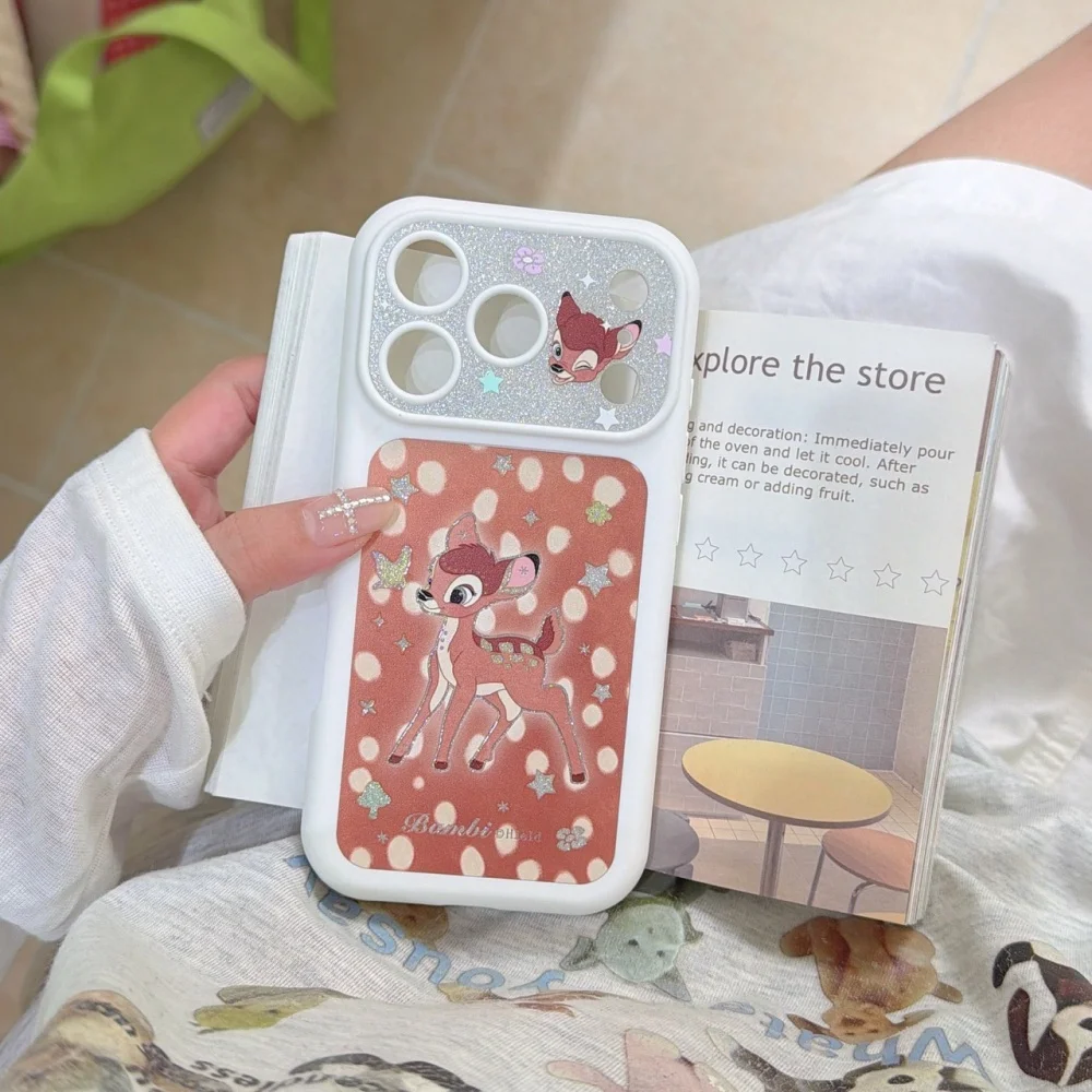 Vintage Polka Dot Deer Glitter Print Phone Case for iPhone 18 Pro 17 Max 15 16 17 18 Pro Fashion Cute Shockproof Protective Case