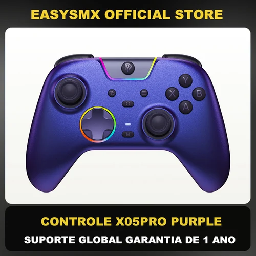 Controlador de mando Bluetooth EasySMX X05 Pro Compatible con PC/teléfono/Switch/TV/Steam, motores duales Rumble, morado limitado