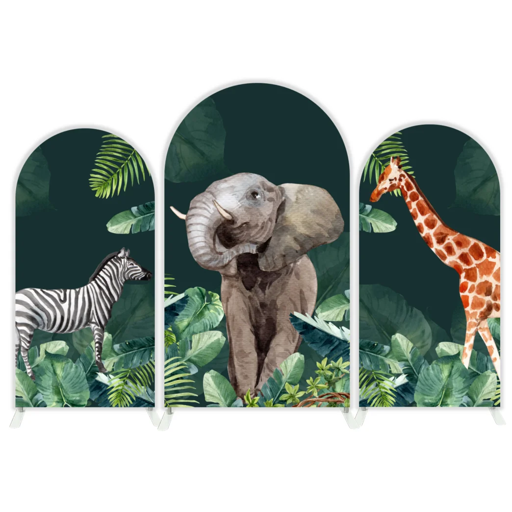 

Tropical Jungle Safari Forest Animal Birthday Baby Shower Party Arch Backdrop Cover