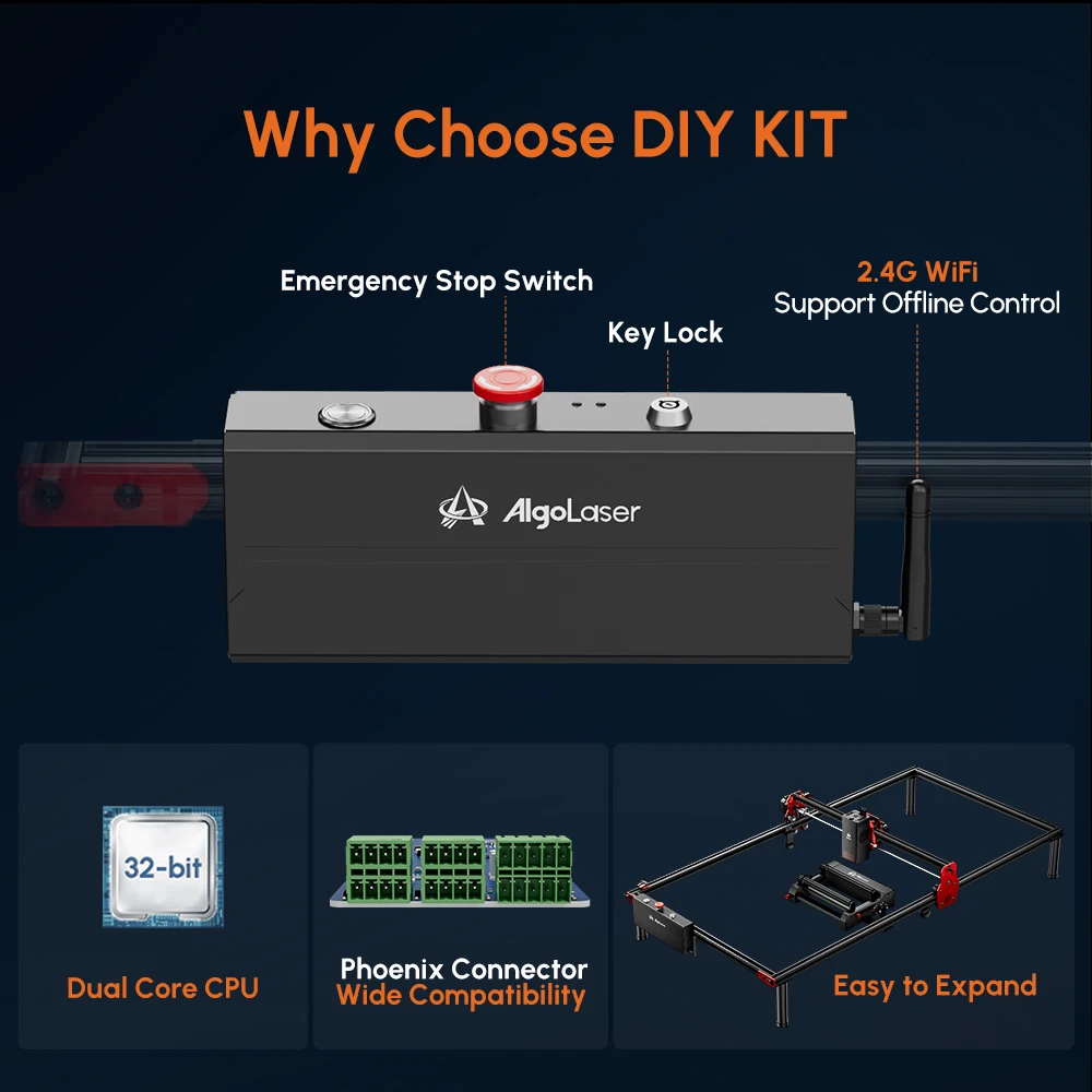 AlgoLaser DIY KIT 20W Laser Engraving Machine Quad-core Diode Laser Strong Cutting Ability Wi-Fi Controlled 30L Air-Assist Tools