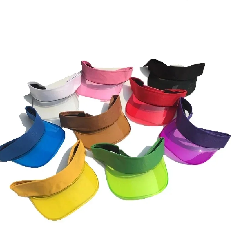 AliExpress Summer Anti-UV Transparent Empty Top Sun Hat Plastic PVC Women Men Fashion Visor Caps Outdoor Sport Bicycle Sunshade Hat 2022