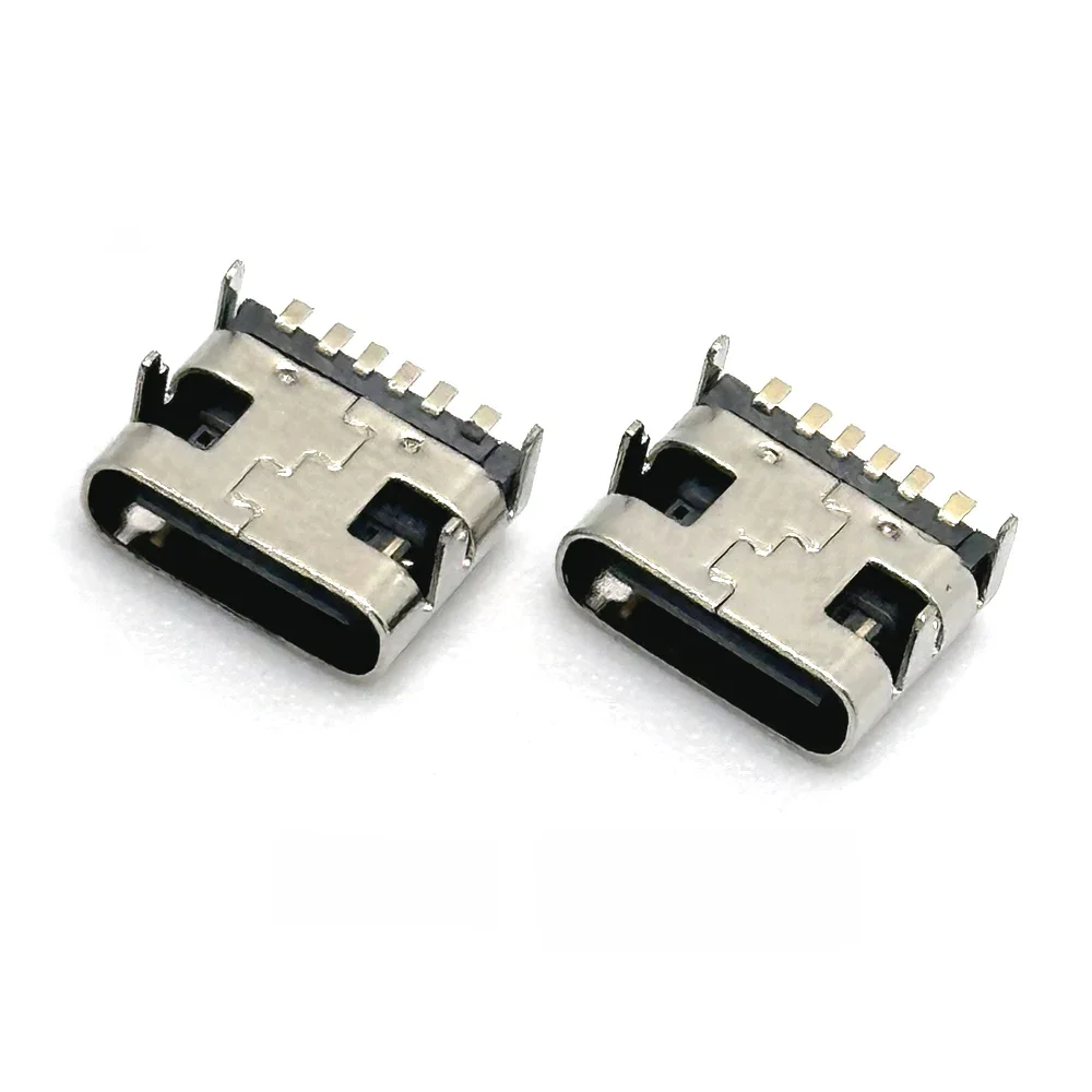 Connecteur de prise SMT 6 broches, Micro USB Type C 3.1 femelle, Placement SMD DIP pour conception PCB, bricolage, charge à courant élevé, 1/20 pièces
