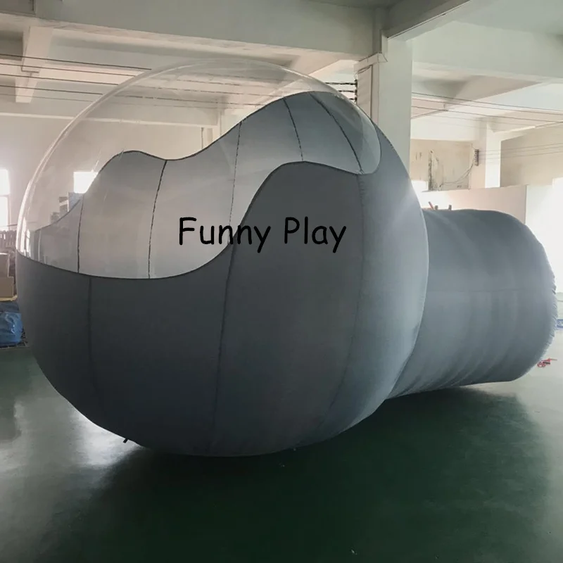 PVC Bubble Inflatable grey Camping Tent,Hot Large germany advertising half clear tents,inflatable luna tent,shelter tent