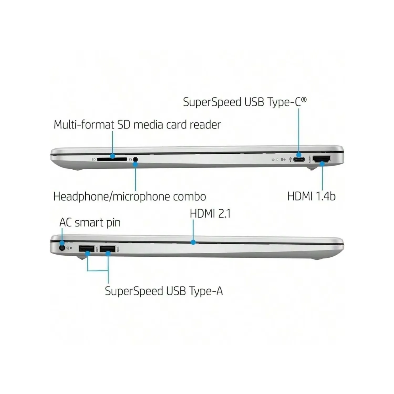 HP 15.6 "HD Touchscreen Laptop,Intel Core i3-1215U,32GB RAM,2TB SSD,Windows 11 Home, Silber