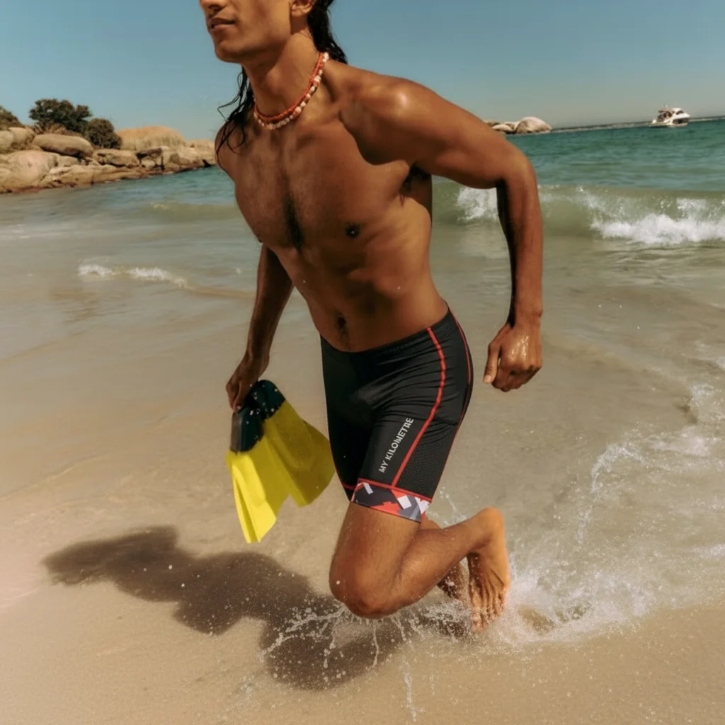 Men's Tri Shorts Quick Dry Compression Triathlon Cycling Shorts with Pad Side Pockets Swim Bike Run MY KILOMETRE