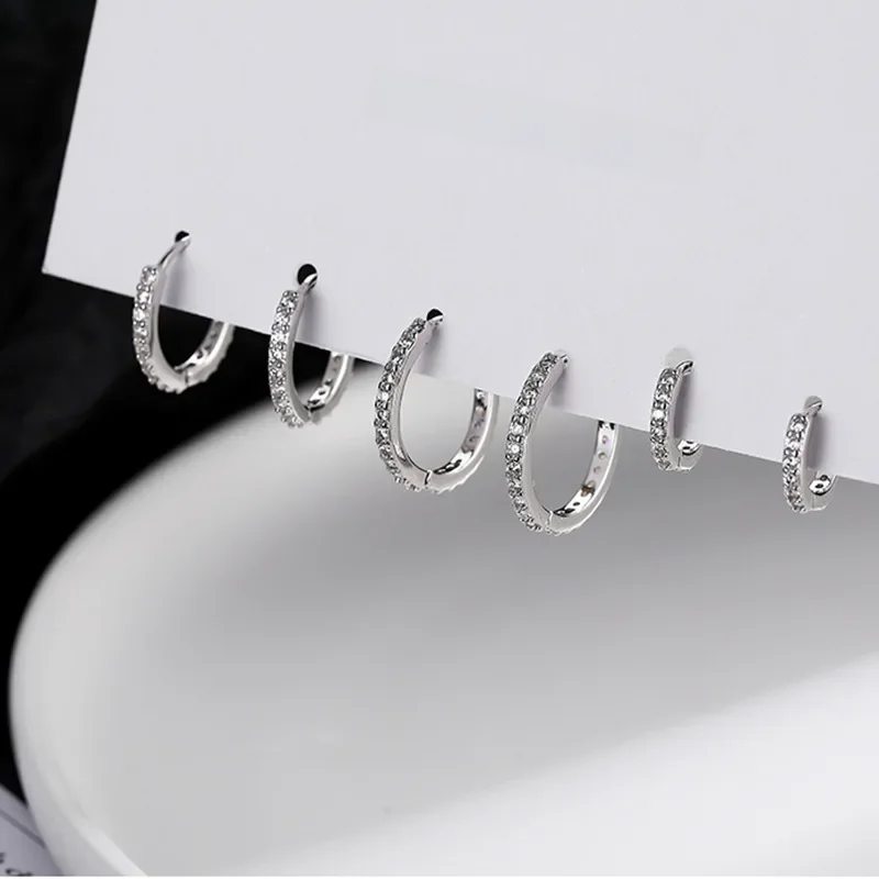 100% prawdziwe 925 srebro minimalistyczny czeski okrągły klamra do uszu dla kobiet Punk unisex Rock Hoop kolczyk biżuteria akcesoria — zdjęcie 2