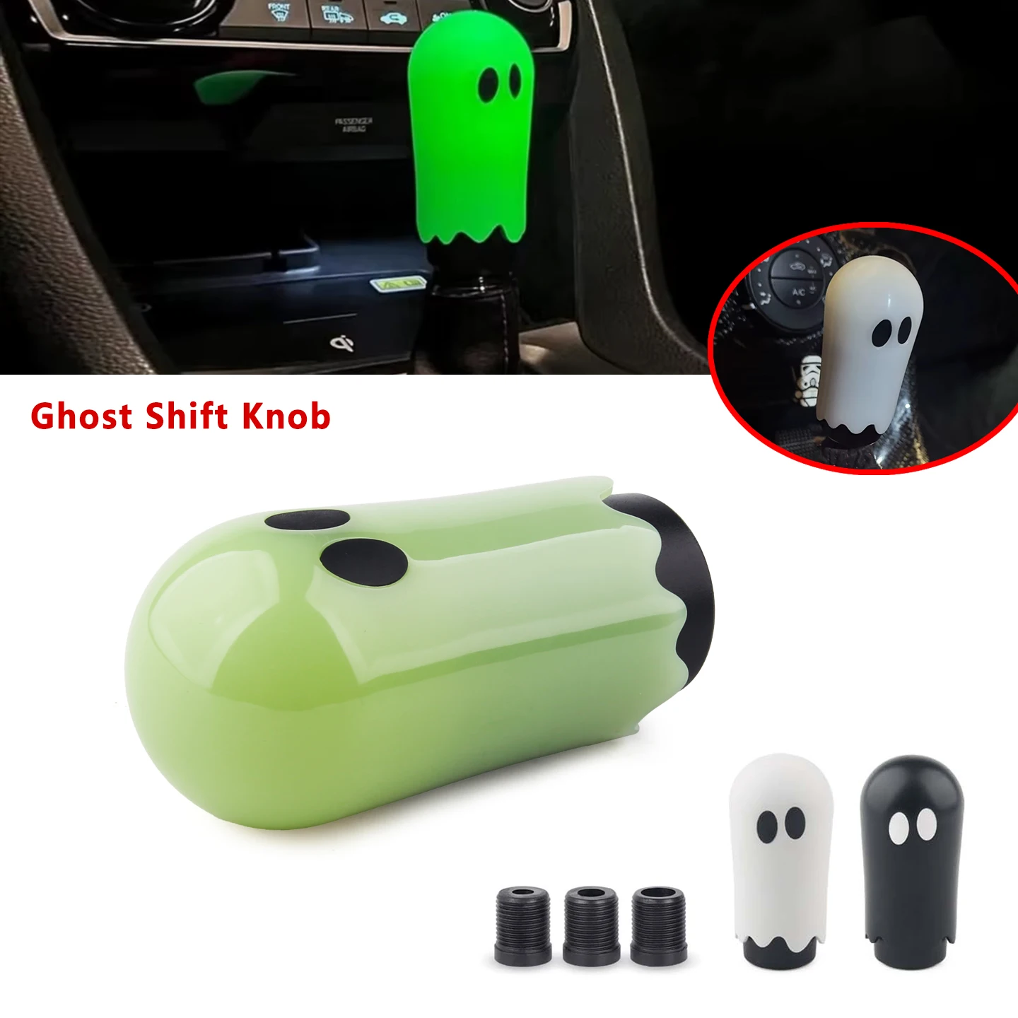 Pomo de palanca de cambios de coche de 85 mm, estilo lindo, JDM Ghost Shift Head Knob M8 M10 M12, 8 colores con adaptadores