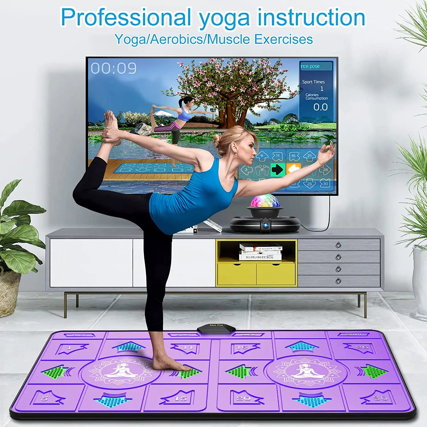 Dance Mat Game for TV/PC Family Sports Motion Sensing Game Double User with Two Wireless Handle Controllers Non-Slip Yoga Pads