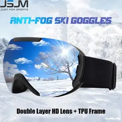 Jsjm aldult camadas duplas anti-nevoeiro óculos de esqui óculos de neve snowboard óculos de snowmobile óculos de esqui da motocicleta esportes ao ar livre