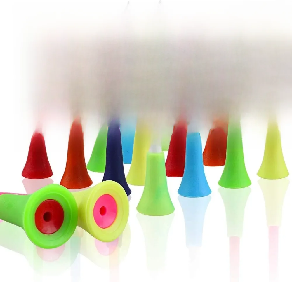 100 szt. Koszulki golfowe Mix kolorów 83mm plastikowa trwała gumowa poduszka górny uchwyt na piłkę golfową akcesoria golfowe — zdjęcie 2